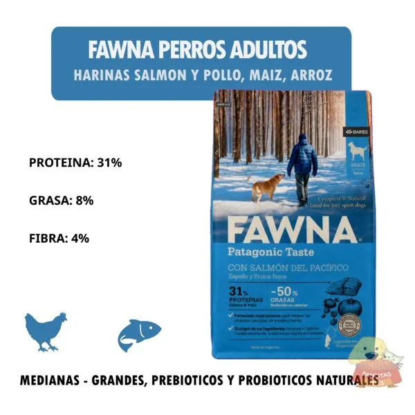 Alimento Fawna Adulto Senior con salmón del Pacífico para perros mayores Detalles