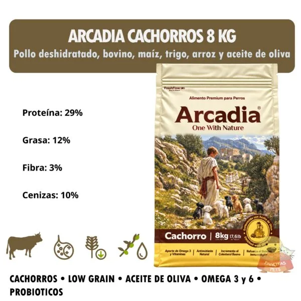Arcadia cachorros 8kg - detalles